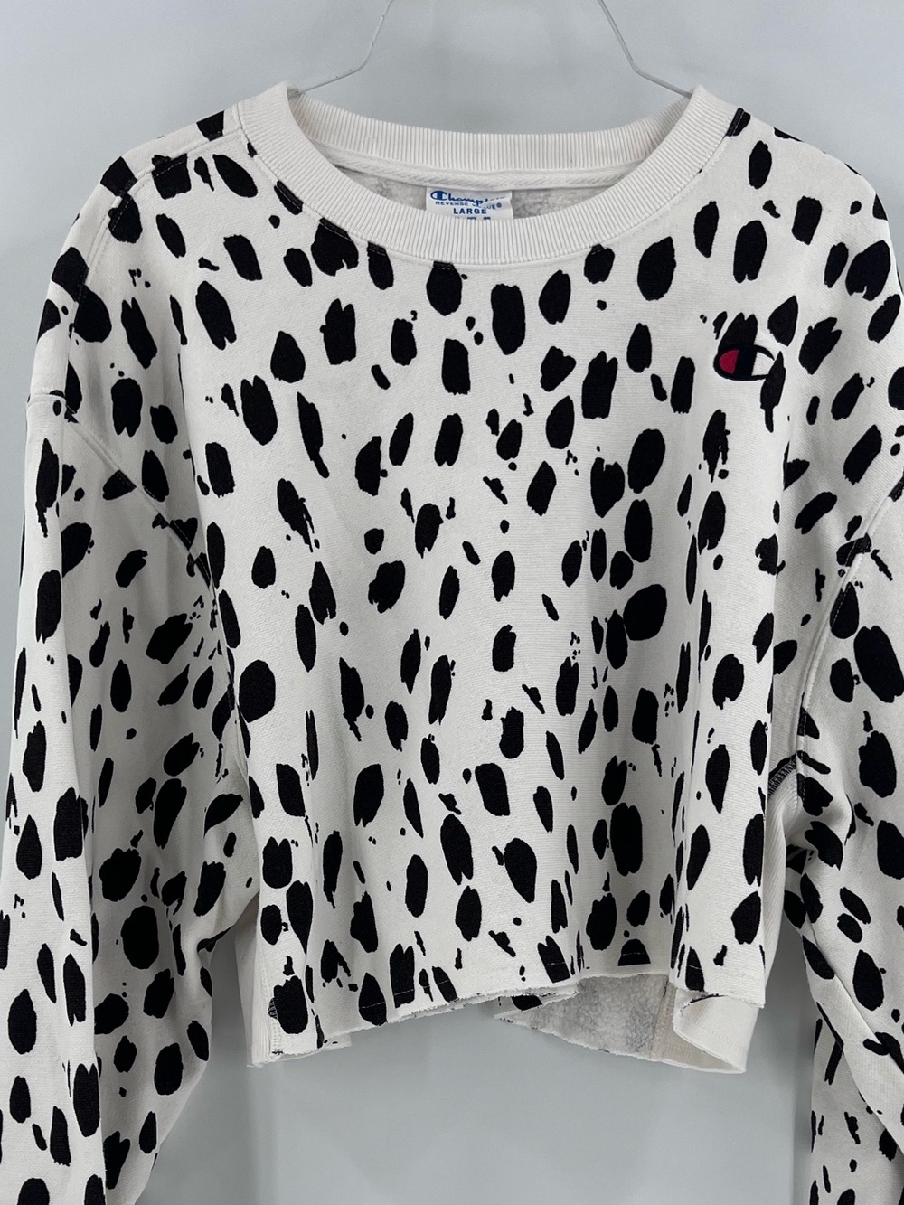 Champion Reverse Weave Dalmatian Print Cropped Sweatshirt large - Picture 4 of 12